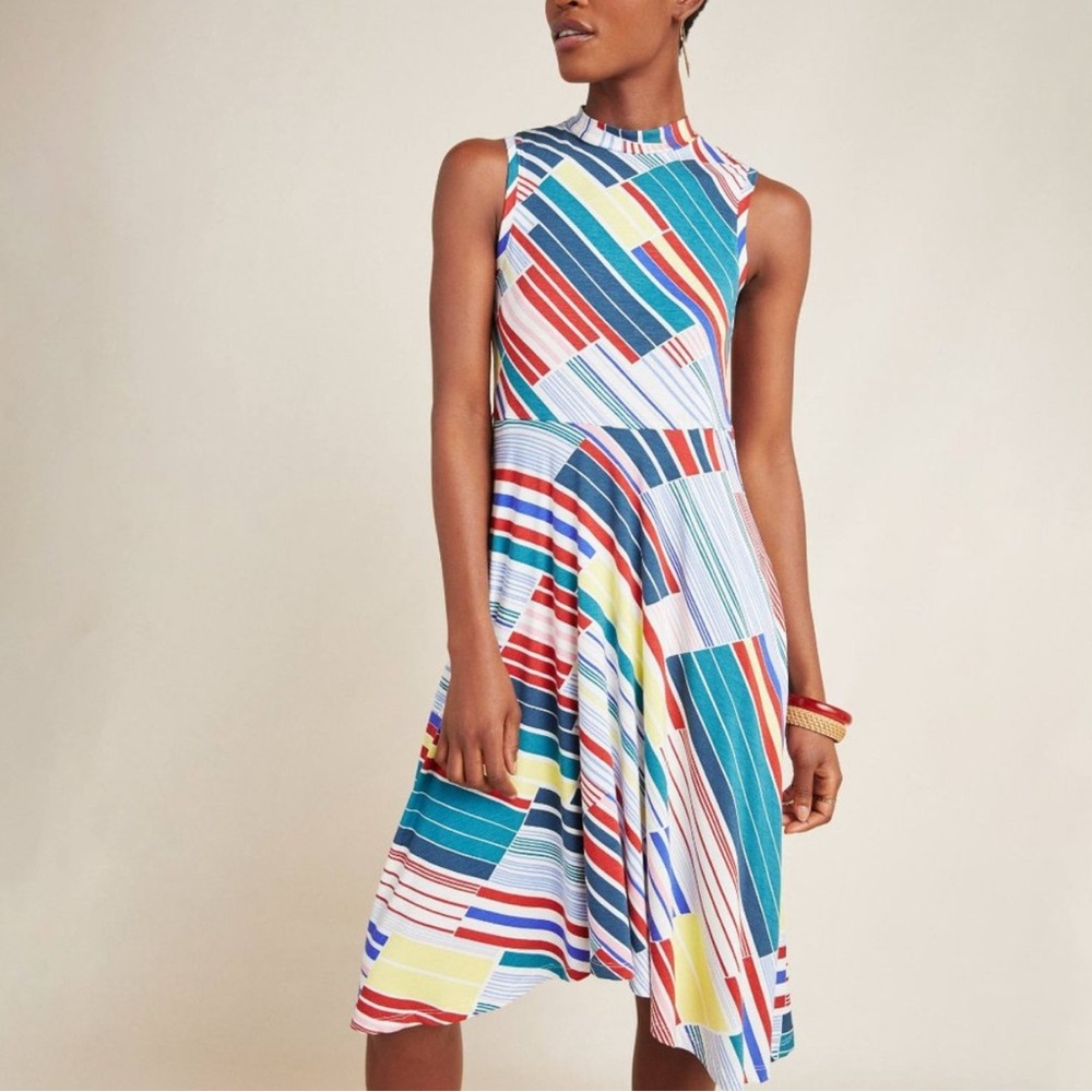 Anthropologie Maeve Cyprus Swing Dress Multicolor Sleeveless Size Medium
